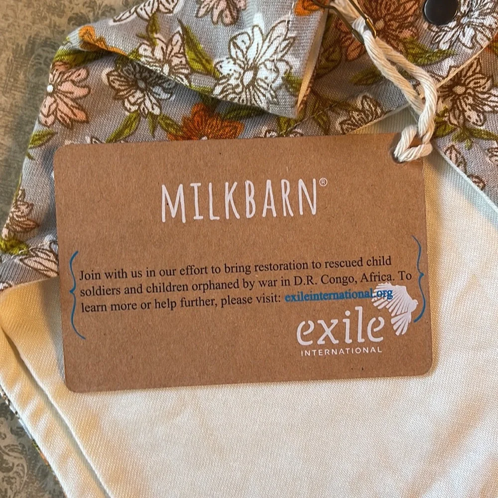 MilkBarn Grey Floral Bamboo Kerchief Bib